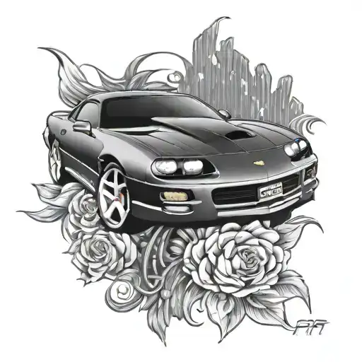 red 1996 Camaro car tattoo design idea
