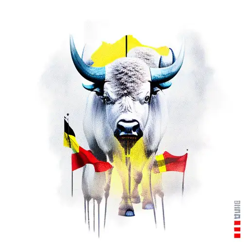 Buffalo with Belgian flag  tattoo design idea