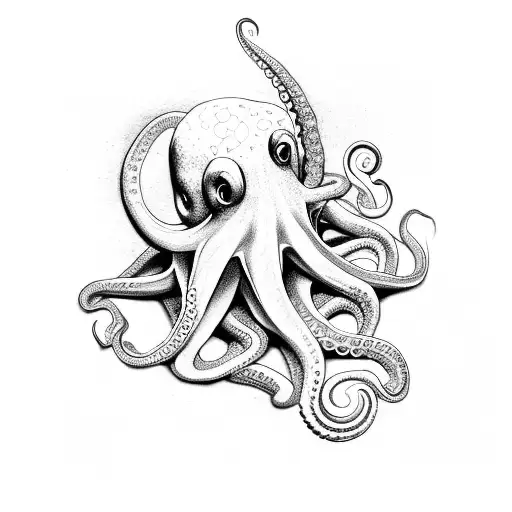 octopus holding breast tattoo design idea