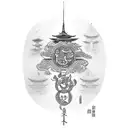Incorporate symbols from Japanese and German cultures into a tattoo design tattoo design idea