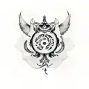 Incorporate symbols from Japanese and German cultures into a tattoo design tattoo design idea