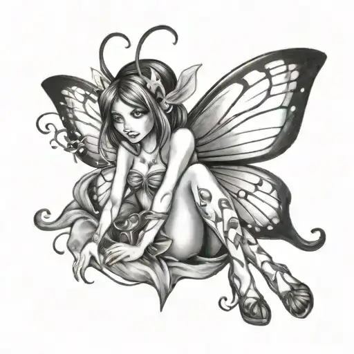 Naughty fairy tattoo design idea