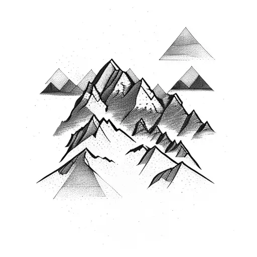 3 mountain peaks circled by batwings  tattoo design idea