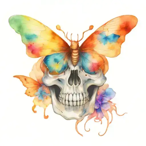 skull butterfly overcoming addiction   tattoo design idea