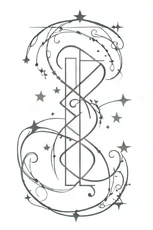 Runic Script with a Starry Background: A simple design using ancient Germanic runes, spelling out growth.  tattoo design idea