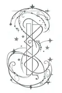 Runic Script with a Starry Background: A simple design using ancient Germanic runes, spelling out growth.  tattoo design idea