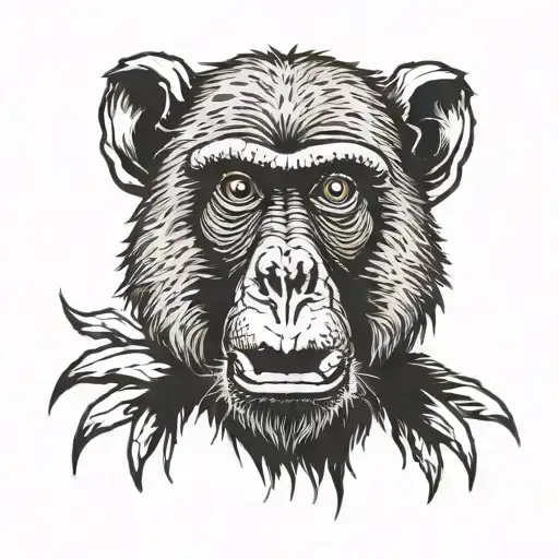 olive baboon that's blind out of one eye tattoo design idea