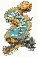 tornado plowing through Hollywood  tattoo design idea