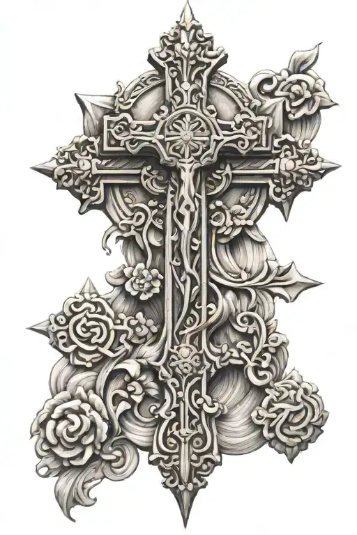 orthodox cross tattoo design idea