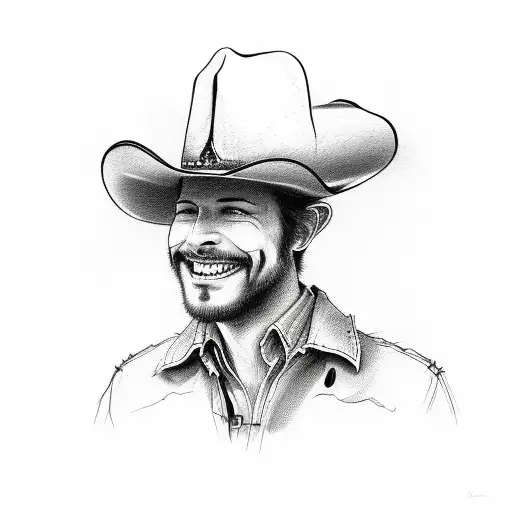 smiley face wearing a cowboy hat tattoo design idea