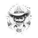 smiley face wearing a cowboy hat tattoo design idea