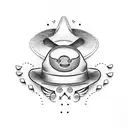 smiley face wearing a cowboy hat tattoo design idea