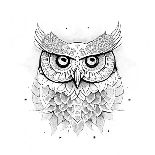 Slavic trident and owl tattoo design idea