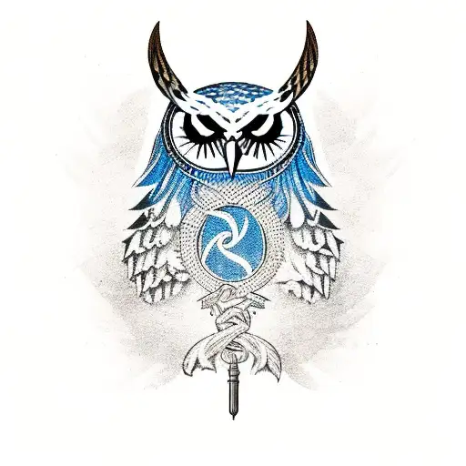 Slavic trident and owl tattoo design idea