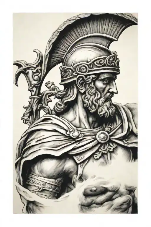greek statues and roman soldier theme sleeve tattoo tattoo design idea