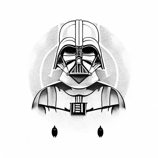 darth vader with death star tattoo design idea
