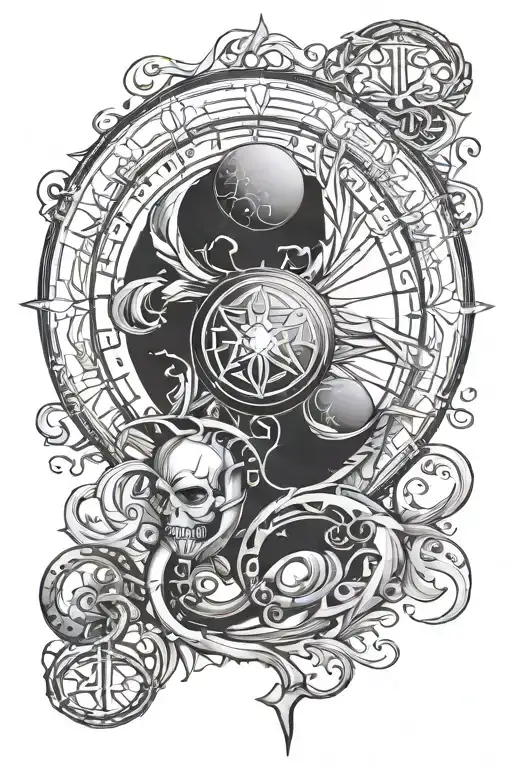 astrology sun in Scorpio moon in Libra symbol intertwined tattoo design idea