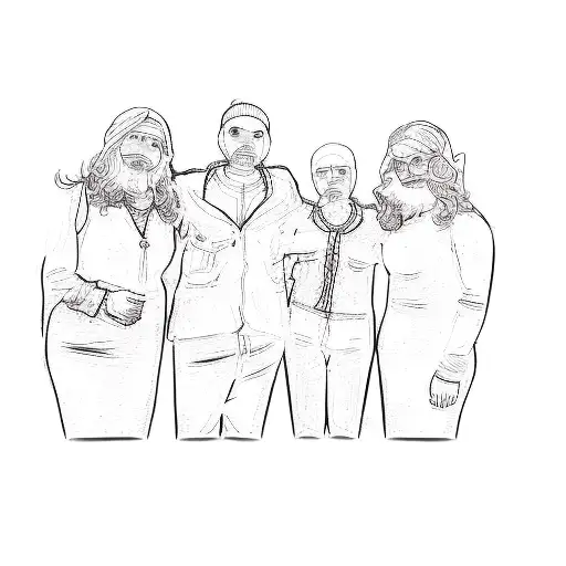 a group of people posing for a picture tattoo design idea