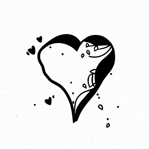 broken heart that a plant is coming out of it tattoo design idea