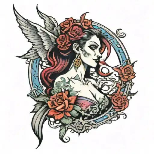 lillith diablo 4 side profile tattoo design idea