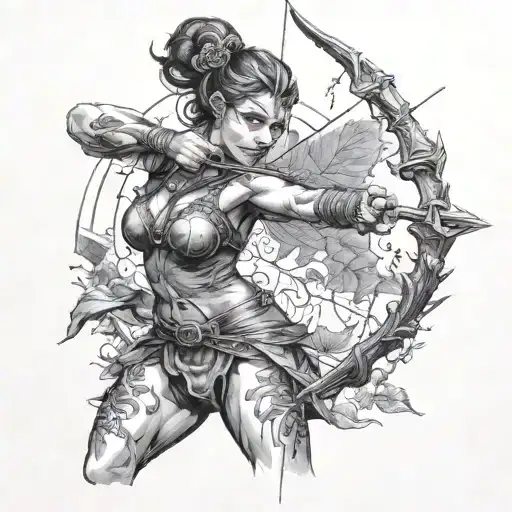 demon lillith shooting an arrow tattoo design idea