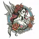 lillith diablo 4 side profile tattoo design idea