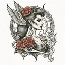 lillith diablo 4 side profile tattoo design idea