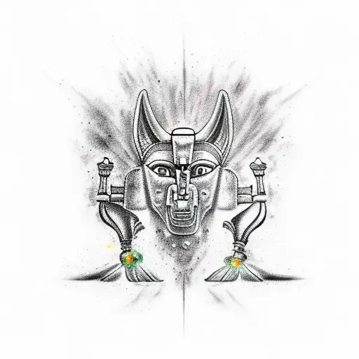 Anubis and osiris forearm tatoo with zeus in the other part tattoo design idea