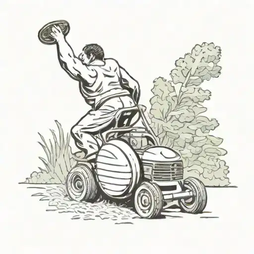 sisyphus pushing a lawnmower tattoo design idea