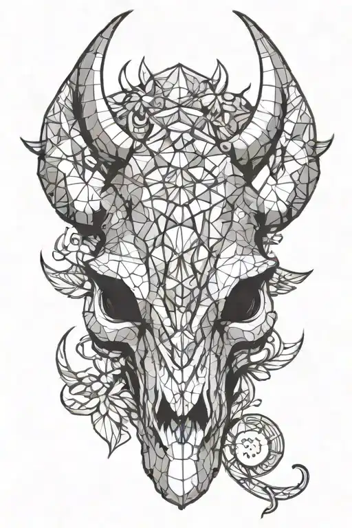 Triceratops skull with gems and jewels tattoo design idea
