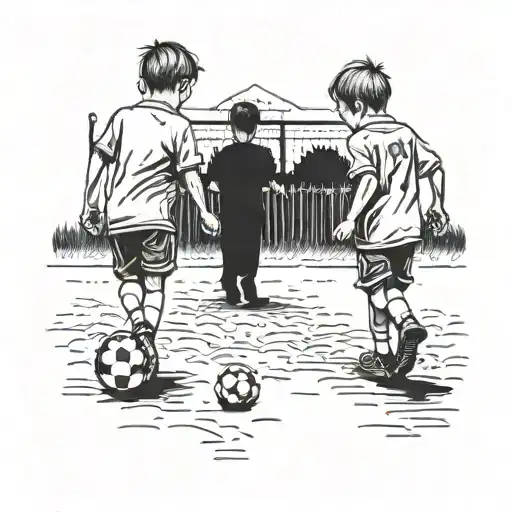twin boys walking to a soccer field realistic tattoo design tattoo design idea