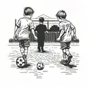 twin boys walking to a soccer field realistic tattoo design tattoo design idea