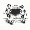 twin boys walking to a soccer field realistic tattoo design tattoo design idea