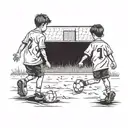twin boys walking to a soccer field realistic tattoo design tattoo design idea