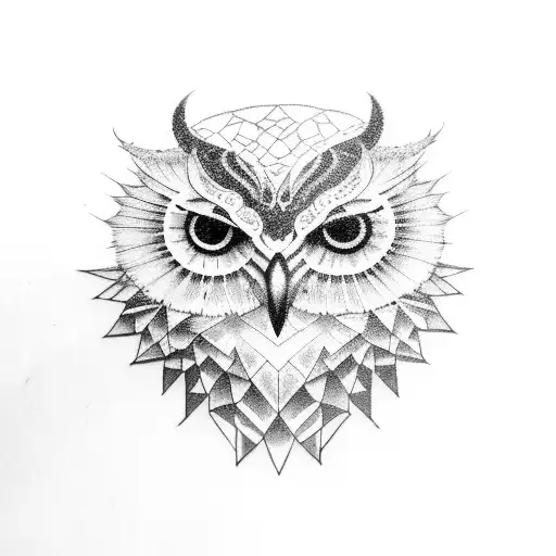 shadow Owl moon tattoo design idea