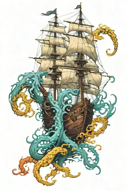 kraken attacking ship tattoo design idea