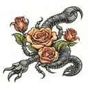scorpion with a roses  tattoo design idea