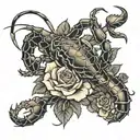 scorpion with a roses  tattoo design idea