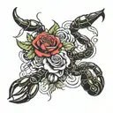 scorpion with a roses  tattoo design idea