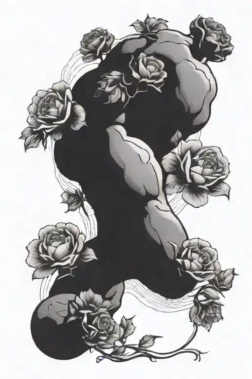 Sisyphus and flowers blooming tattoo design idea