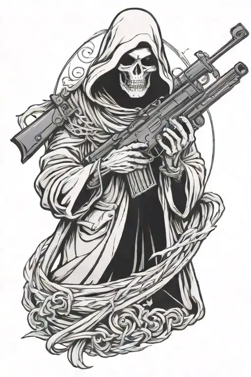 A Grim Reaper with a Barrett M82 sniper rifle   tattoo design idea