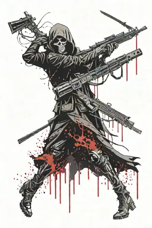 A Grim Reaper with a Barrett M82 sniper rifle   tattoo design idea