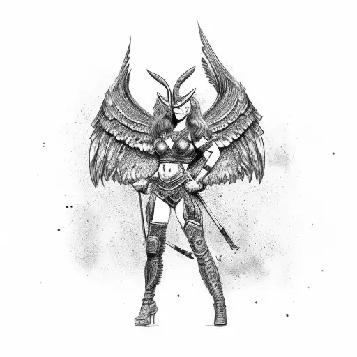 Combine a Valkyrie warrior with body building elements for a unique tattoo design tattoo design idea