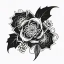 Intricate design "slave to silicon". Technology circuity, white flowers. tattoo design idea