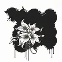 Intricate design featuring elements of the phrase "slave to silicon". Circuity flowing into white balloon flowers. tattoo design idea
