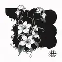 Intricate design featuring elements of the phrase "slave to silicon". Circuity flowing into white balloon flowers. tattoo design idea