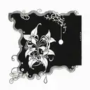 Intricate design featuring elements of the phrase "slave to silicon". Circuity flowing into white balloon flowers. tattoo design idea