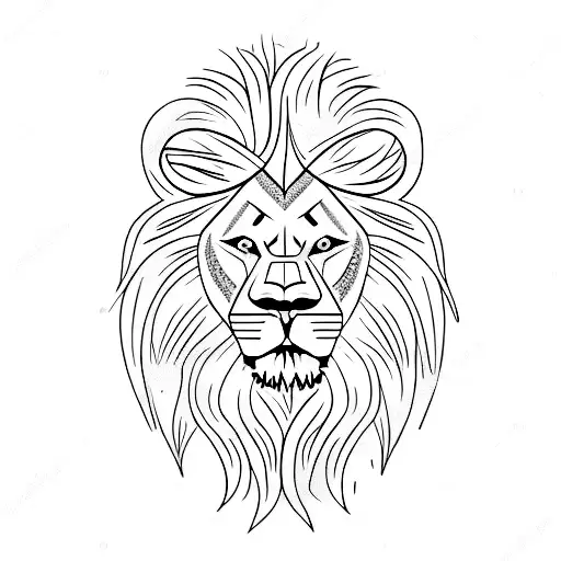 lion with wood and water element tattoo design idea