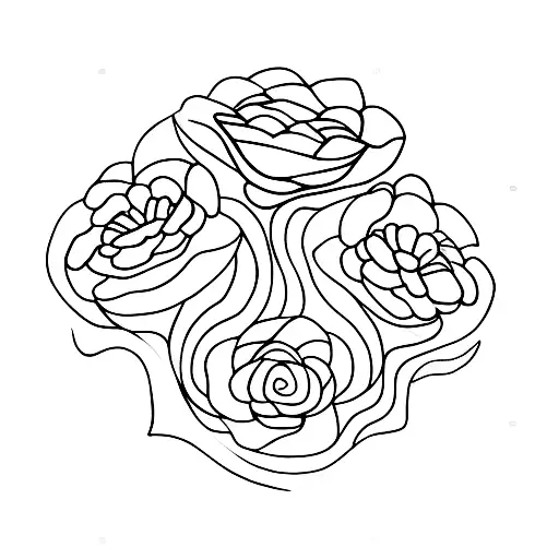 A minimalist tattoo of a hand holding a flower bouquet, representing your love for both flowers and massage therapy tattoo design idea