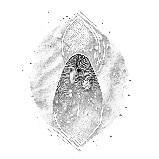 fingerprint and galaxy tattoo design idea